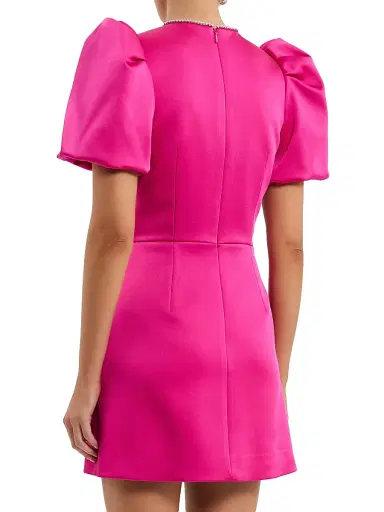 Rebecca Vallance Women's Saskia Embellished Balloon-Sleeve Minidress - Hot Pink - Size 8 | Thumbnail 4