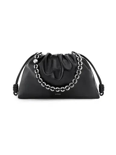 Loewe Women's Large Flamenco Leather Shoulder Bag - Black | Thumbnail 1 Loewe Women's Large Flamenco Leather Shoulder Bag - Black | Thumbnail 1
