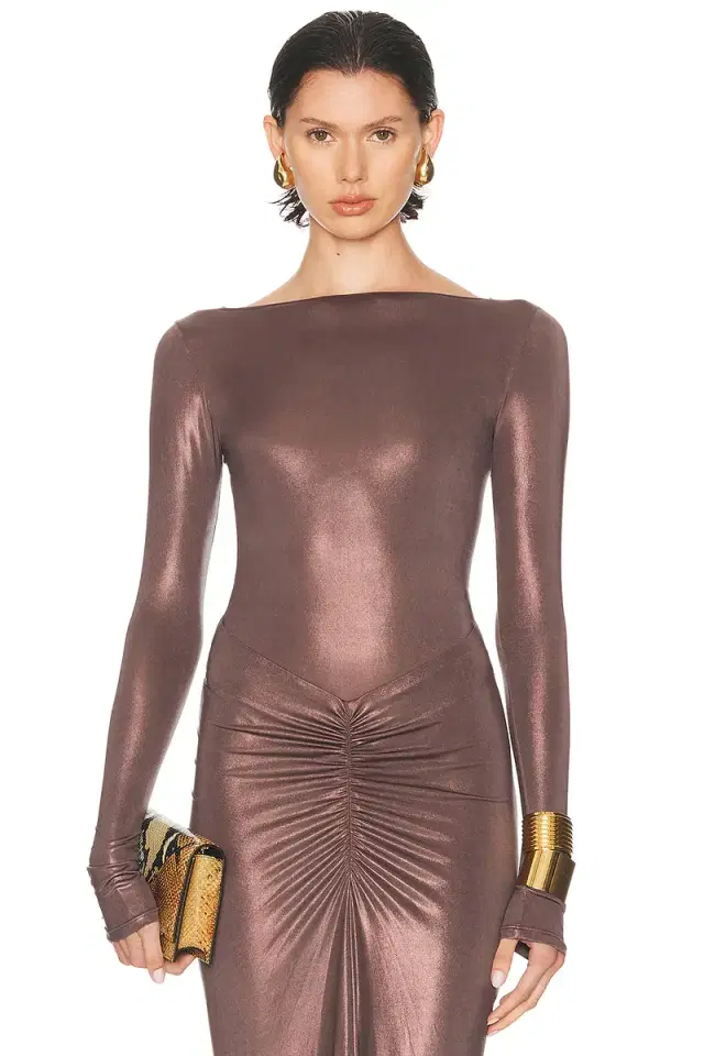 LaPointe Coated Jersey Boatneck Bodysuit