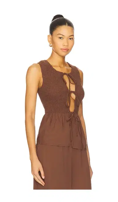 SEVEN WONDERS Fleur Shirred Tie Front Top | Thumbnail 2