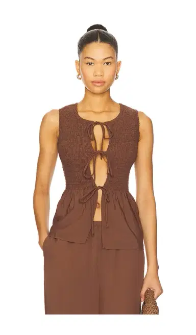 SEVEN WONDERS Fleur Shirred Tie Front Top | Thumbnail 1