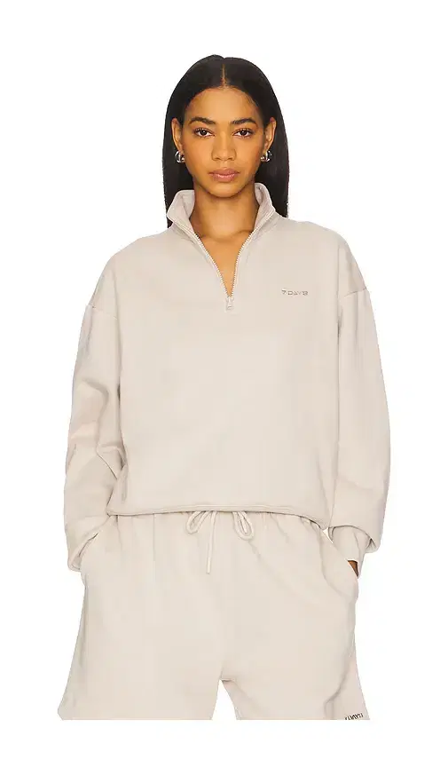 7 Days Active Organic Fitted Half Zip Sweatshirt