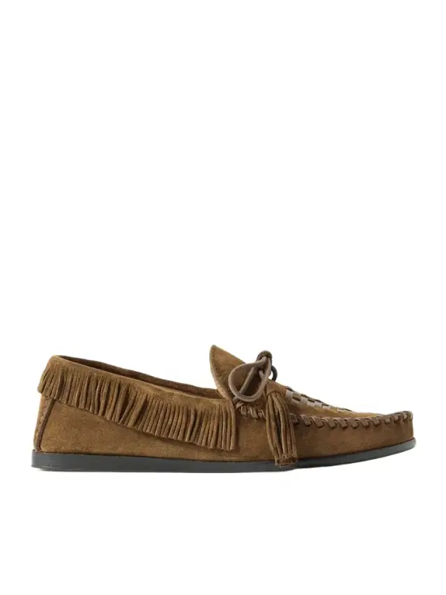 Fitza Tasseled Fringed Leather-trimmed Suede Loafers