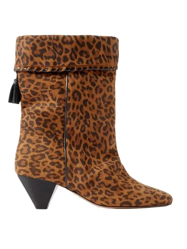 Dalby Tasseled Leather-trimmed Leopard-print Suede Ankle Boots