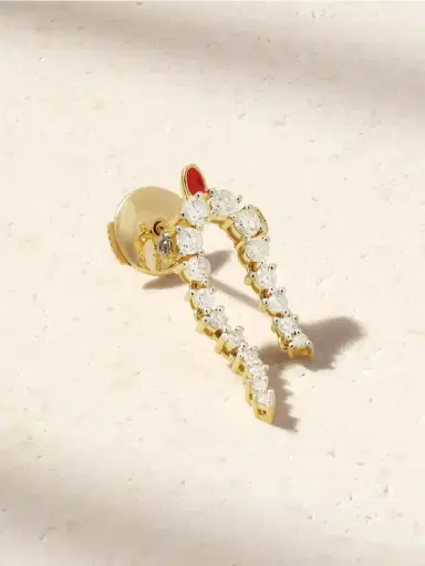 Yvonne Léon Mini Python 9-karat Gold, Diamond And Enamel Single Earring | Thumbnail 1 Yvonne Léon Mini Python 9-karat Gold, Diamond And Enamel Single Earring | Thumbnail 1