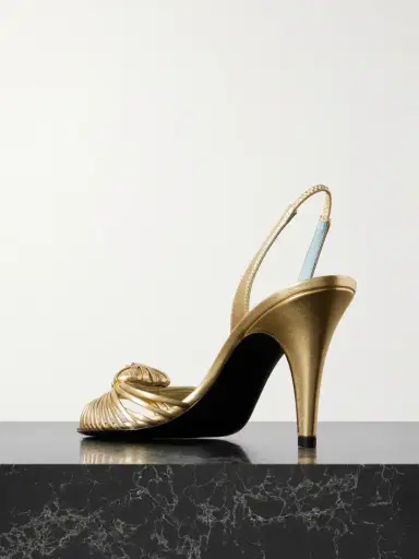 Valentino Garavani Royal 85 Embellished Metallic Leather Slingback Sandals | Thumbnail 3 Valentino Garavani Royal 85 Embellished Metallic Leather Slingback Sandals | Thumbnail 3