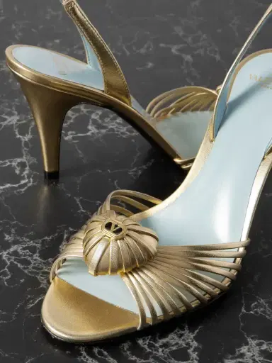 Valentino Garavani Royal 85 Embellished Metallic Leather Slingback Sandals | Thumbnail 4 Valentino Garavani Royal 85 Embellished Metallic Leather Slingback Sandals | Thumbnail 4