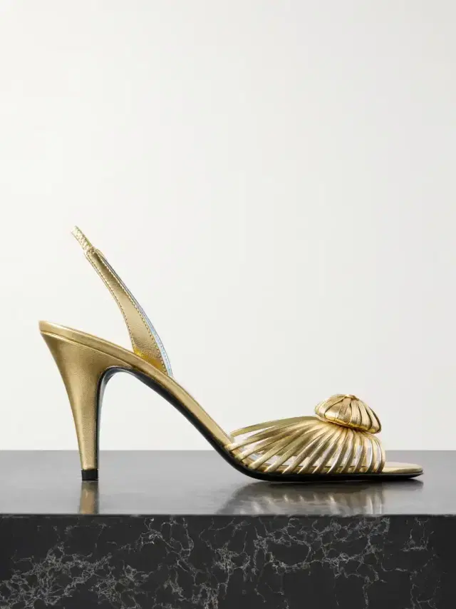 Royal 85 Embellished Metallic Leather Slingback Sandals