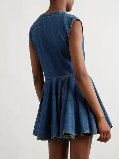 Alaïa Asymmetric Wrap-effect Denim Mini Dress | Thumbnail 3 Alaïa Asymmetric Wrap-effect Denim Mini Dress | Thumbnail 3