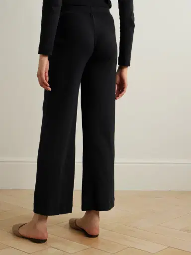 LESET Boxer Pointelle-knit Cotton Wide-leg Pants | Thumbnail 4