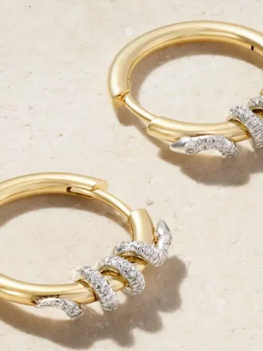 Ileana Makri Twisted Boa 18-karat Yellow And White Gold Diamond Earrings | Thumbnail 3
