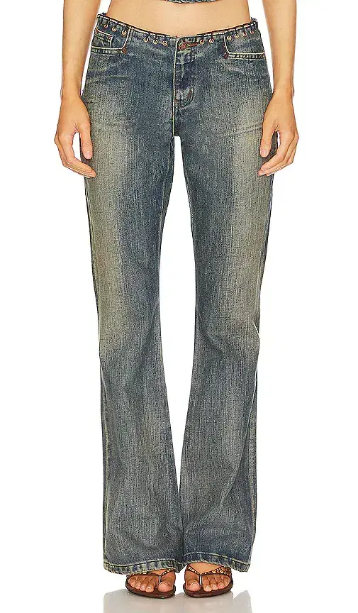 Jaded London Whipstitch Low Rise Straight Jeans