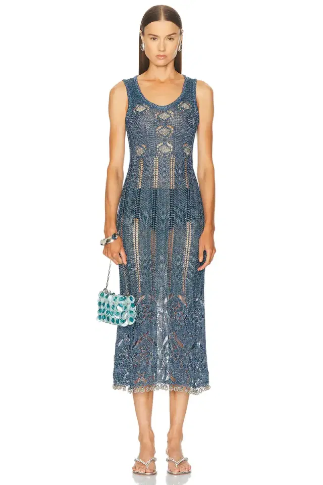 RABANNE Crochet Lurex Dress