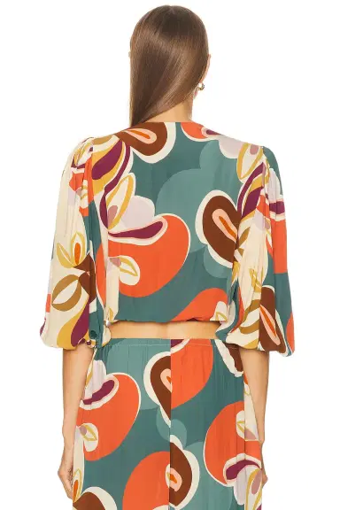 ADRIANA DEGREAS Organic Floral Puff Sleeved Blouse | Thumbnail 3