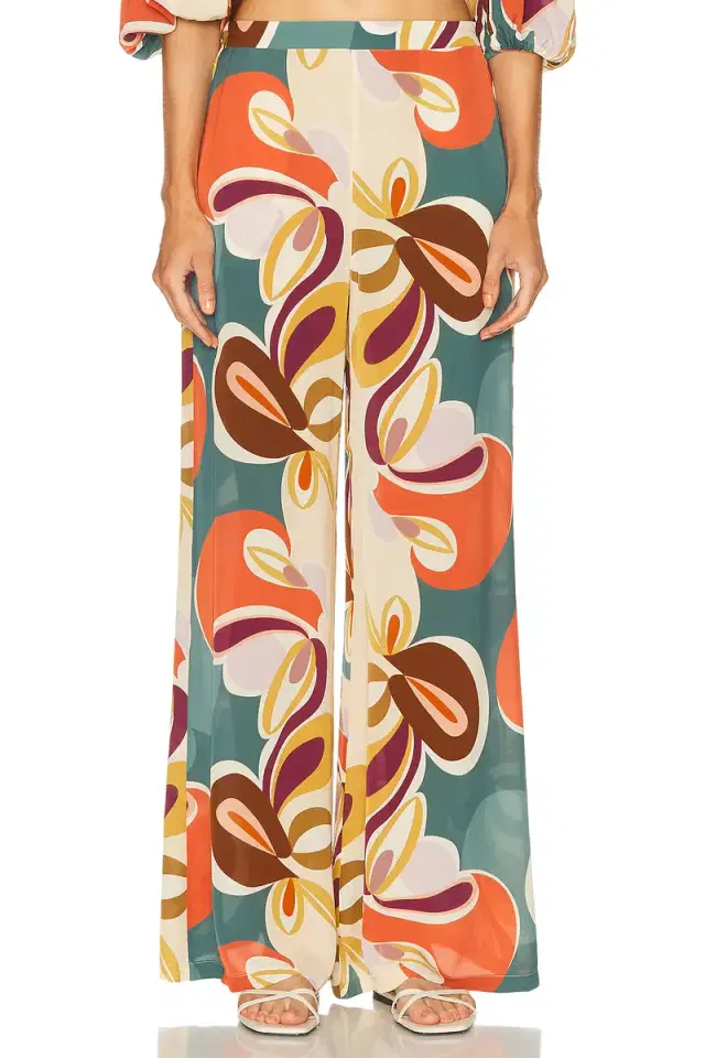 ADRIANA DEGREAS Organic Floral Wide Leg Pant