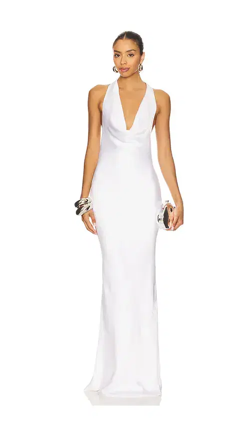 Norma Kamali Halter Drape Bias Gown