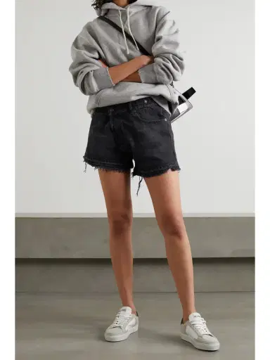 R13 Crossover Asymmetric Distressed Denim Shorts | Thumbnail 2 R13 Crossover Asymmetric Distressed Denim Shorts | Thumbnail 2