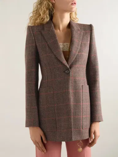 Chloé Checked Wool Blazer | Thumbnail 3