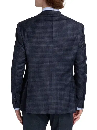 Emporio Armani Men's Box Plaid Stretch Wool Sport Coat - Navy | Thumbnail 5