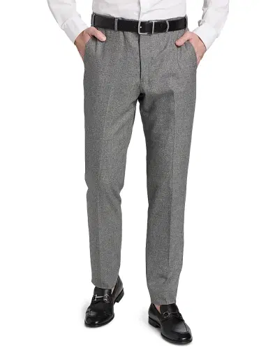 Emporio Armani Men's Flat Front Wool-Cotton Trousers - Light Grey - Size 32 | Thumbnail 3 Emporio Armani Men's Flat Front Wool-Cotton Trousers - Light Grey - Size 32 | Thumbnail 3