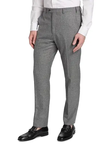 Emporio Armani Men's Flat Front Wool-Cotton Trousers - Light Grey - Size 32 | Thumbnail 4 Emporio Armani Men's Flat Front Wool-Cotton Trousers - Light Grey - Size 32 | Thumbnail 4