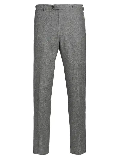 Emporio Armani Men's Flat Front Wool-Cotton Trousers - Light Grey - Size 32 | Thumbnail 1 Emporio Armani Men's Flat Front Wool-Cotton Trousers - Light Grey - Size 32 | Thumbnail 1