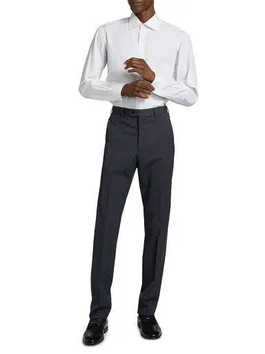 Emporio Armani Men's Flat Front Wool Trousers - Grey - Size 36 | Thumbnail 2
