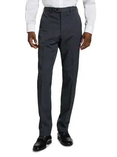 Emporio Armani Men's Flat Front Wool Trousers - Grey - Size 36 | Thumbnail 3