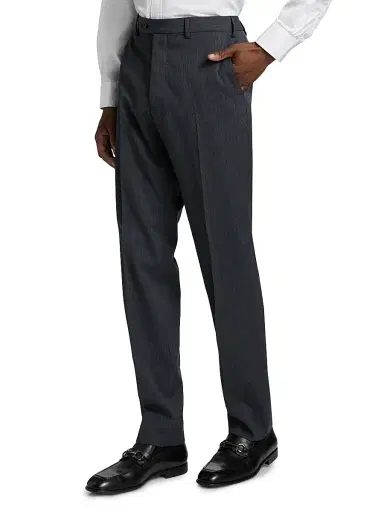 Emporio Armani Men's Flat Front Wool Trousers - Grey - Size 36 | Thumbnail 4
