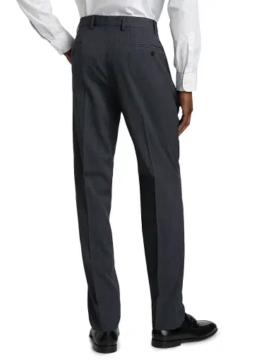 Emporio Armani Men's Flat Front Wool Trousers - Grey - Size 36 | Thumbnail 5
