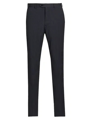 Emporio Armani Men's Flat Front Wool Trousers - Grey - Size 36 | Thumbnail 1
