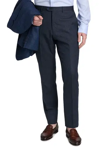 Emporio Armani Men's Flat Front Wool-Cotton Trousers - Solid Medium Blue - Size 36 | Thumbnail 3 Emporio Armani Men's Flat Front Wool-Cotton Trousers - Solid Medium Blue - Size 36 | Thumbnail 3