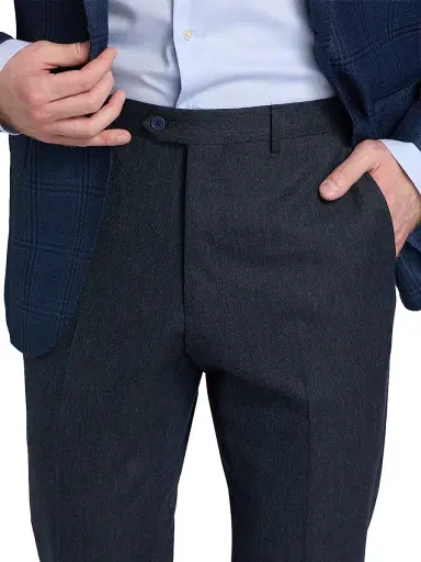 Emporio Armani Men's Flat Front Wool-Cotton Trousers - Solid Medium Blue - Size 36 | Thumbnail 6 Emporio Armani Men's Flat Front Wool-Cotton Trousers - Solid Medium Blue - Size 36 | Thumbnail 6