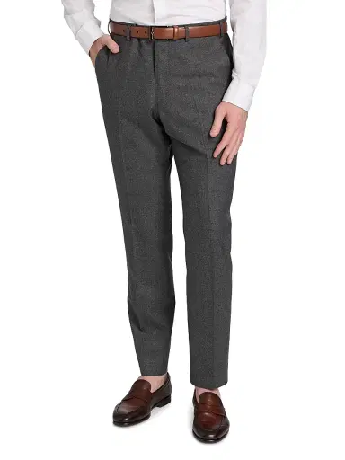 Emporio Armani Men's Flat Front Wool-Cotton Trousers - Solid Dark Grey | Thumbnail 3 Emporio Armani Men's Flat Front Wool-Cotton Trousers - Solid Dark Grey | Thumbnail 3