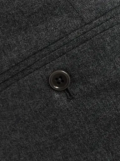 Emporio Armani Men's Flat Front Wool-Cotton Trousers - Solid Dark Grey | Thumbnail 7 Emporio Armani Men's Flat Front Wool-Cotton Trousers - Solid Dark Grey | Thumbnail 7