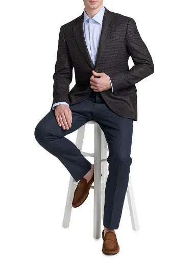Emporio Armani Men's Micro Pattern Wool-Cashmere Sport Coat - Brown | Thumbnail 2 Emporio Armani Men's Micro Pattern Wool-Cashmere Sport Coat - Brown | Thumbnail 2