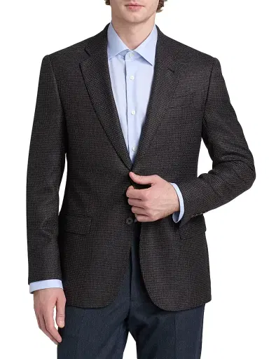 Emporio Armani Men's Micro Pattern Wool-Cashmere Sport Coat - Brown | Thumbnail 3 Emporio Armani Men's Micro Pattern Wool-Cashmere Sport Coat - Brown | Thumbnail 3