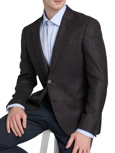Emporio Armani Men's Micro Pattern Wool-Cashmere Sport Coat - Brown | Thumbnail 6 Emporio Armani Men's Micro Pattern Wool-Cashmere Sport Coat - Brown | Thumbnail 6