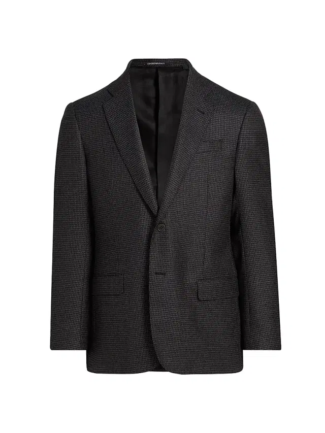 Emporio Armani Men's Micro Pattern Wool-Cashmere Sport Coat - Brown