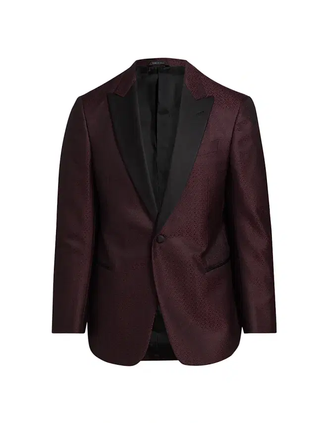 Men's Printed Dinner Jacket - Dark Red