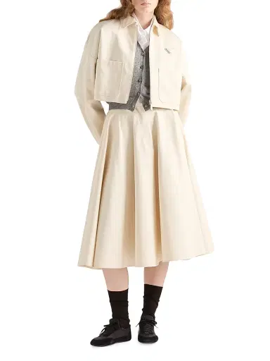 Prada Women's Chino Midi-Skirt - Light Beige Khaki - Size 8 | Thumbnail 6