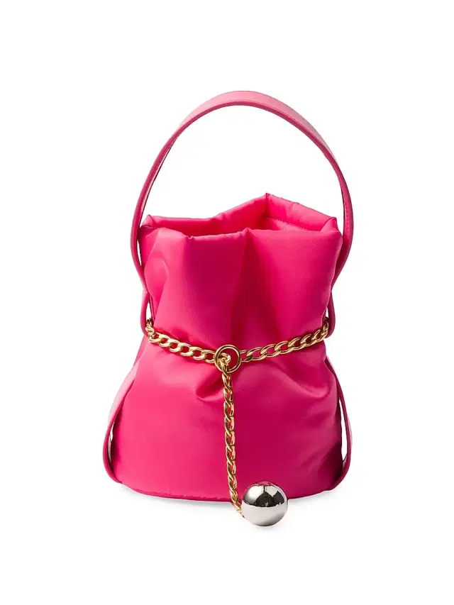 Women's Petit Sac Noir Mini Re-Nylon and Nappa Leather Bucket Bag - Pink