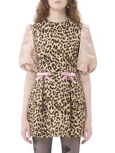 Valentino Garavani Women's Crepe Couture Short Dress with Animalier Print | Thumbnail 3