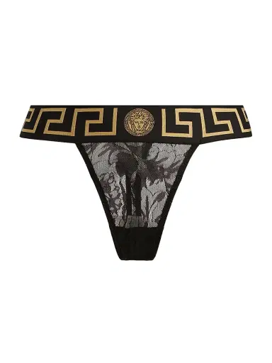 Versace Women's Perizoma Greca Jacquard Thong - Black - Size XL | Thumbnail 1 Versace Women's Perizoma Greca Jacquard Thong - Black - Size XL | Thumbnail 1