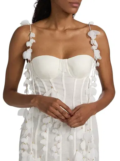 Zimmermann Women's Dawning Petal Linen-Silk Midi-Dress - Ivory - Size 0 | Thumbnail 6 Zimmermann Women's Dawning Petal Linen-Silk Midi-Dress - Ivory - Size 0 | Thumbnail 6