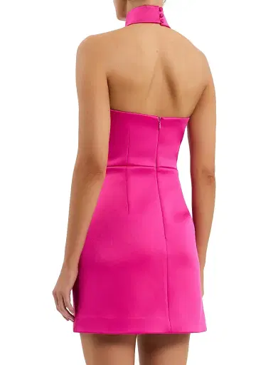 Rebecca Vallance Women's Saskia Bow Halterneck Minidress - Hot Pink - Size 10 | Thumbnail 4