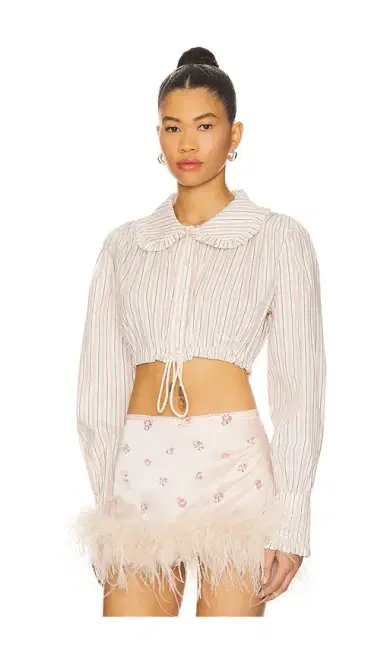 Milkwhite Crop Shirt With Collar | Thumbnail 2