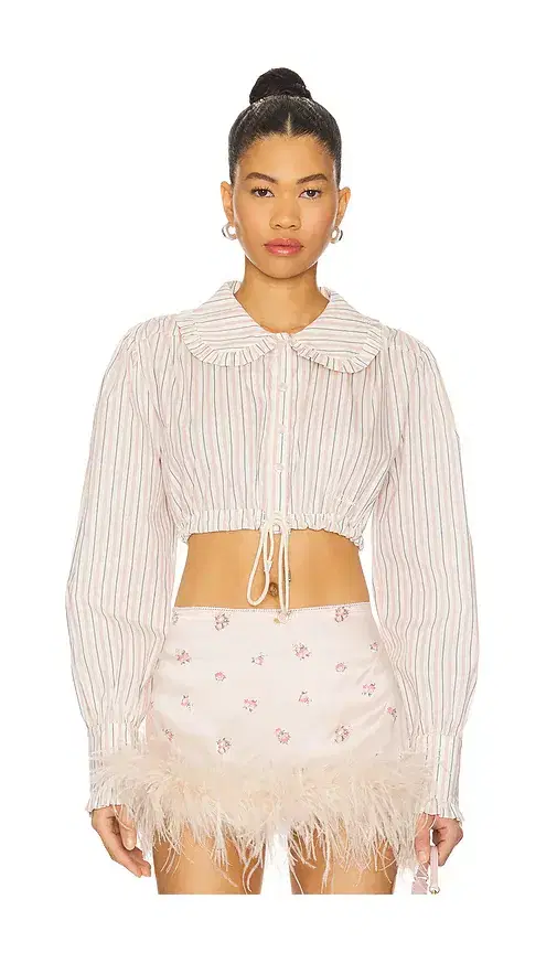 Milkwhite Crop Shirt With Collar