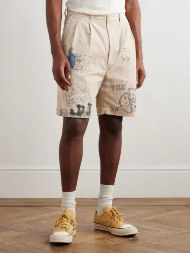 KAPITAL Memorial Paint Straight-Leg Printed Cotton-Corduroy Shorts - Men | Thumbnail 3