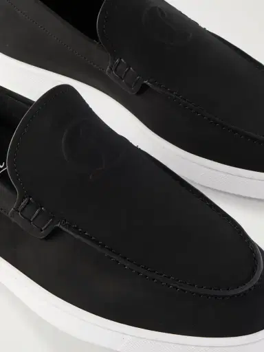 Christian Louboutin Moonboat Logo-Embossed Nubuck Loafers - Men | Thumbnail 5